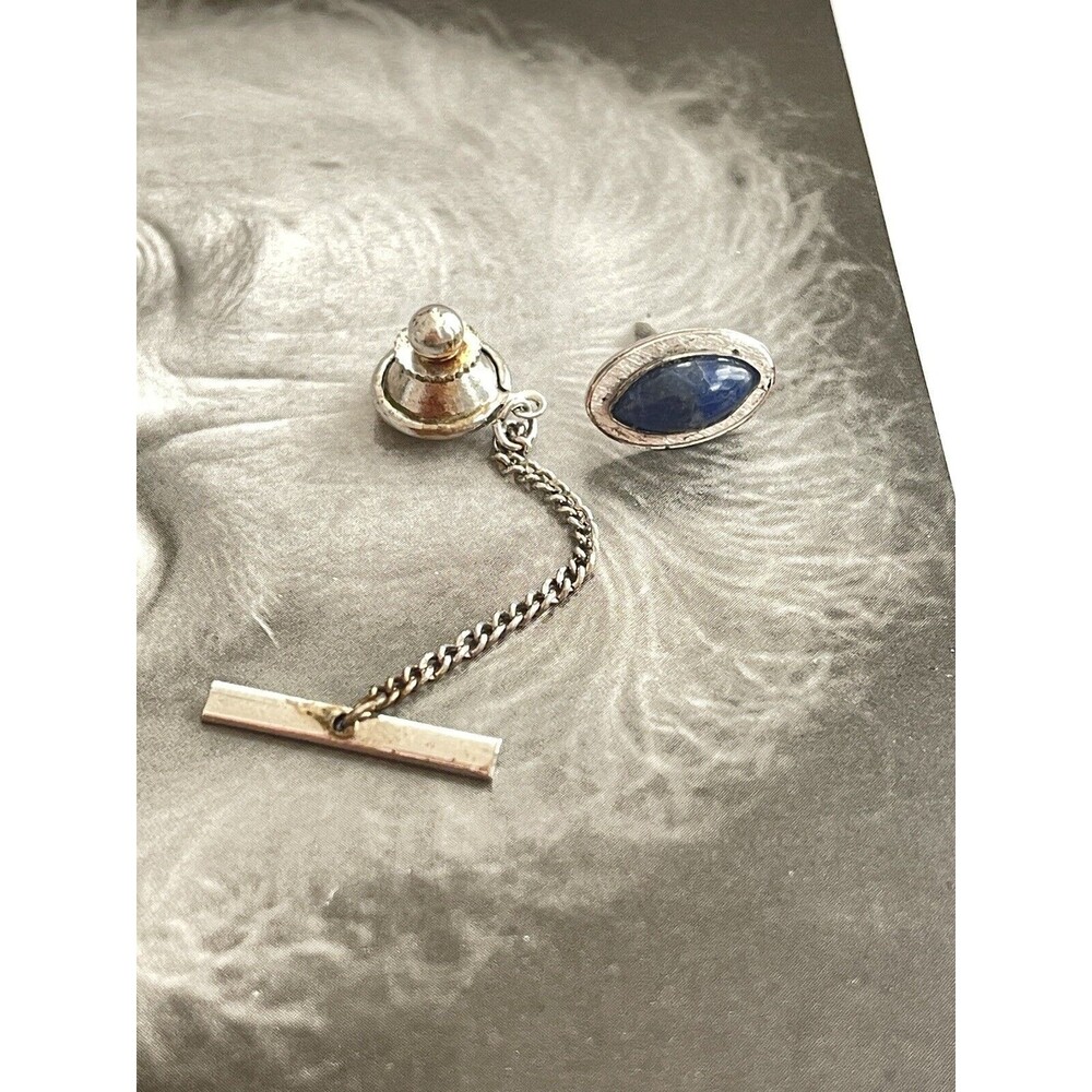 Simmons Sterling Silver Lapis Lazuli Tie Rack Vintage Signed